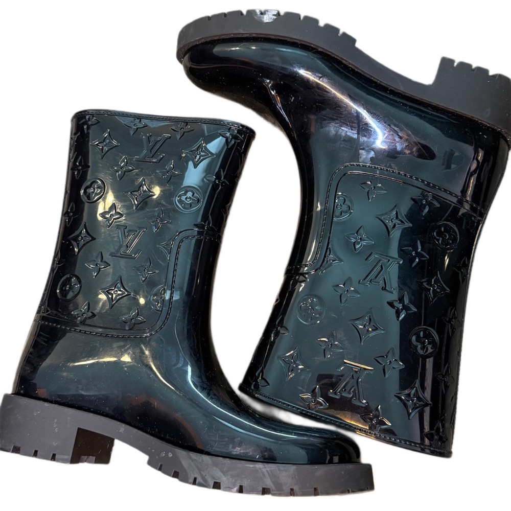 Louis Vuitton Glossy Black Rain Boots